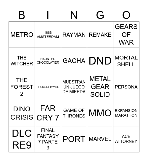gamescom Bingo Card
