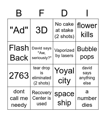 BFDI Bingo Card