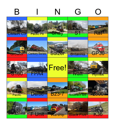 The Roaring Camp and Big Trees Narrow Gauge Railroad and other Wedding Trains that I can ride with PWP besides the Niabi Zoo one day Bingo Card