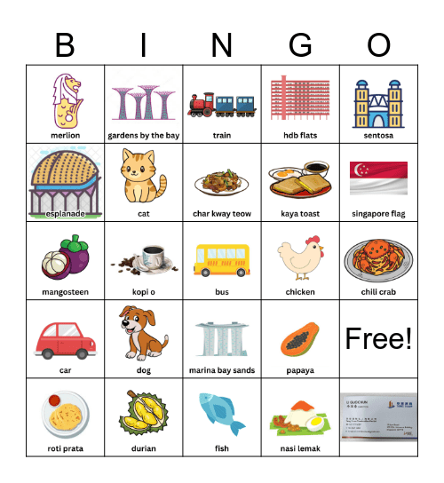 singapore Bingo Card