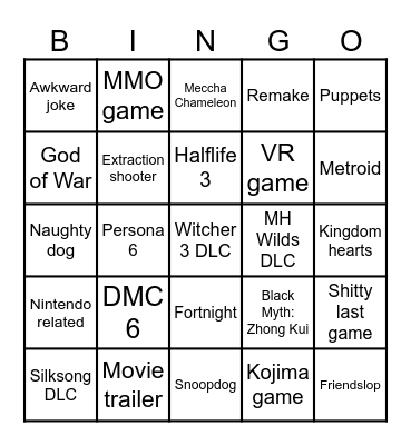 GamesCom Bingo Card