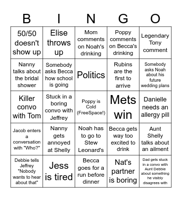 Rosh Hashana Bingo Card