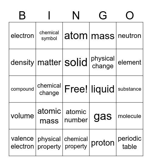 Matter Bingo Card
