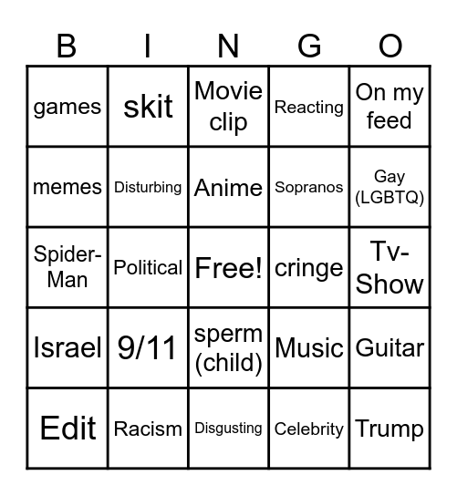 Insta Bingo Card