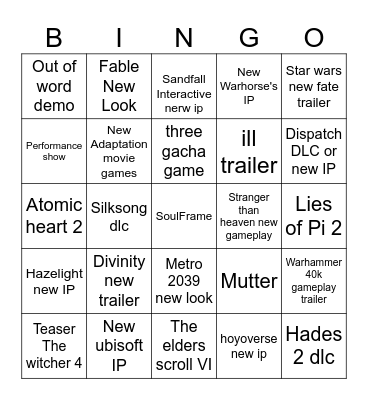 Gamescom 2026 Bingo Card
