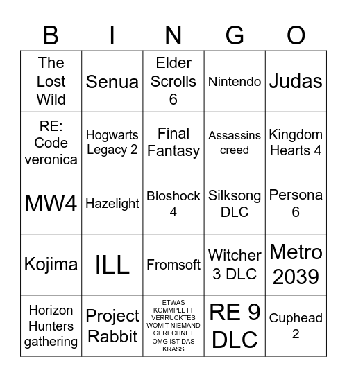 GAMESCOM ONL Bingo Card