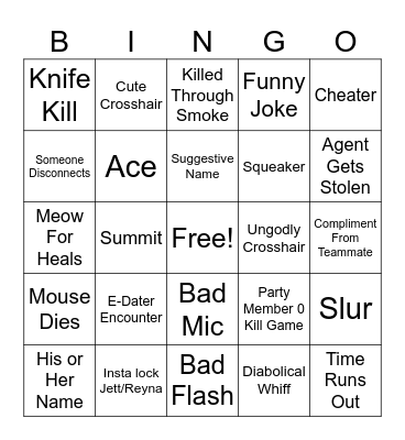 Valorant Bingo Card