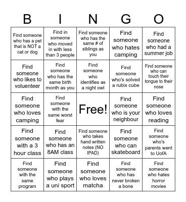 SCHAFFER 4 ICE BREAKER BINGO Card
