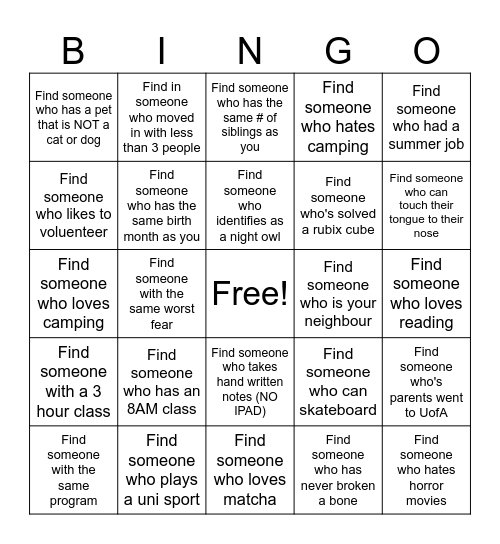 SCHAFFER 4 ICE BREAKER BINGO Card
