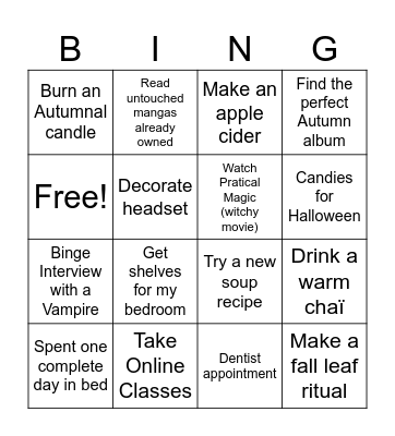 Autumn Bingo #5 Bingo Card