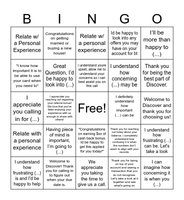 Acknowledgement Bingo! Bingo Card