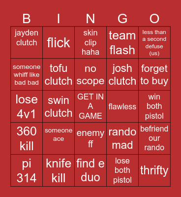 VALORANT BINGO Card