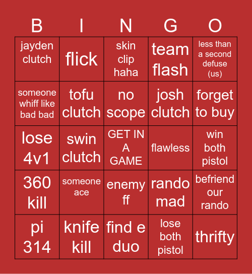 VALORANT BINGO Card