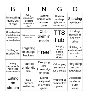 Zentreya Bingo Card