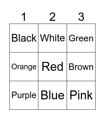 Colour Bingo Card