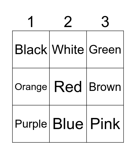 Colour Bingo Card