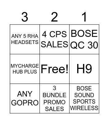 3 DAY BINGO Card