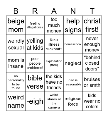 labrant fam bingo Card