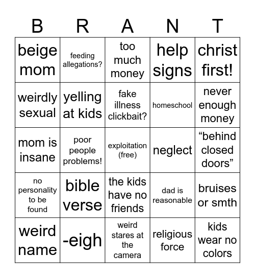 labrant fam bingo Card