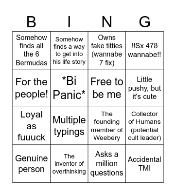 Alex Bingo Card