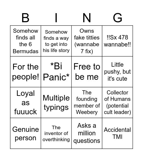 Alex Bingo Card
