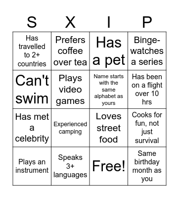 YOKOHAMA-SXIP Bingo Card