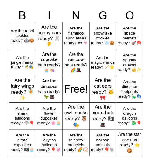 B8 L8 Are the rainbow hats ready? 🌈🎩 Bingo Card
