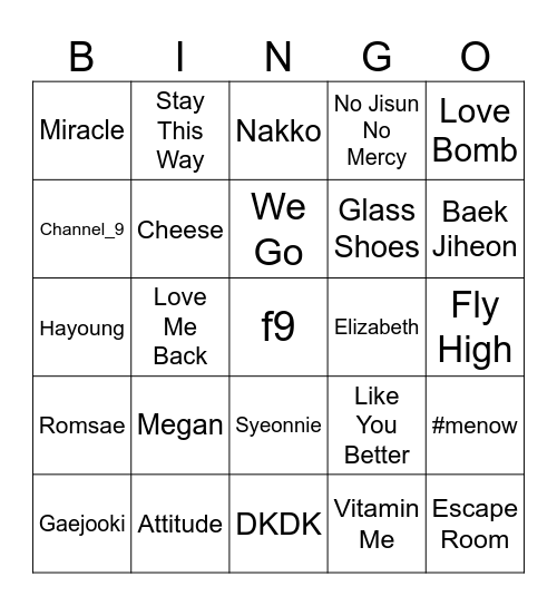 fromis_9 Bingo Card