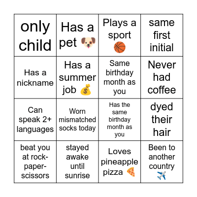 FIND SOMEONE WHO Bingo Card