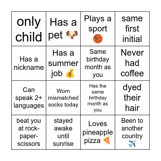 FIND SOMEONE WHO Bingo Card