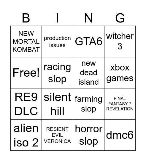 gamescom bingo Card