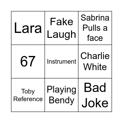 Bob Bab Bingo Card