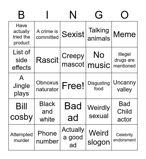 Old Ads Bingo Card