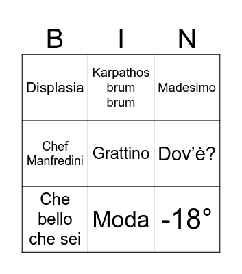Wedding Bingo Card