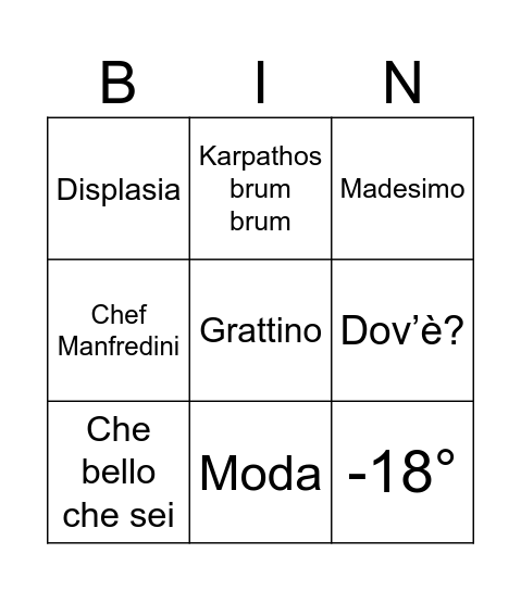 Wedding Bingo Card