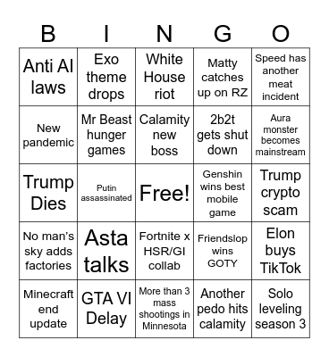 2026 Bingo Card