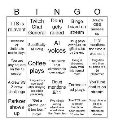 DougDoug stream Bingo Card