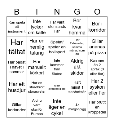 Mingelbingo Card