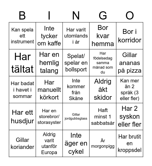 Mingelbingo Card