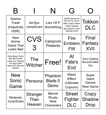 Gamescom 2026 Bingo Card