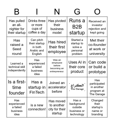 Accelerator 11 Bootcamp Bingo! Bingo Card