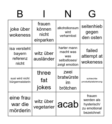 steckerlfischfiasko Bingo Card