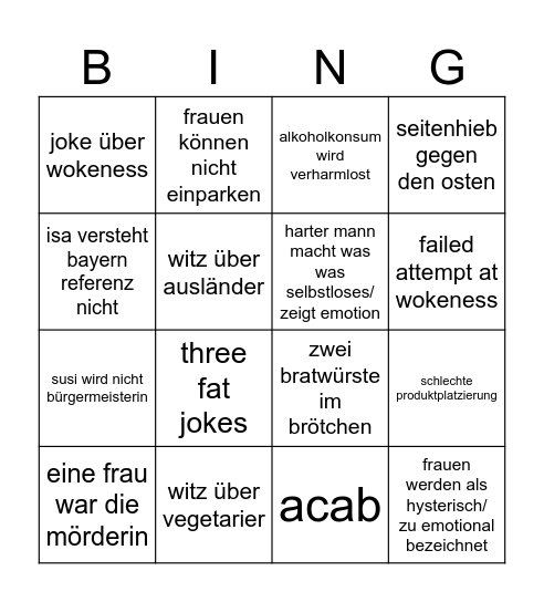 steckerlfischfiasko Bingo Card