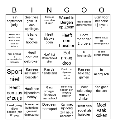 Kennismakingsbingo Card