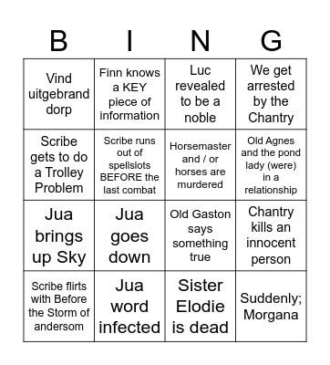 DnD Valois Bingo Card