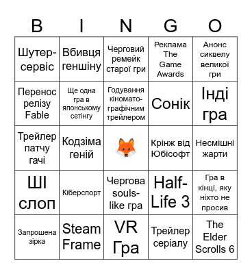 Бінго Gamescom 2026 Bingo Card