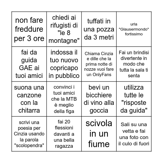 Completare per ricevere il permesso di matrimonio Bingo Card