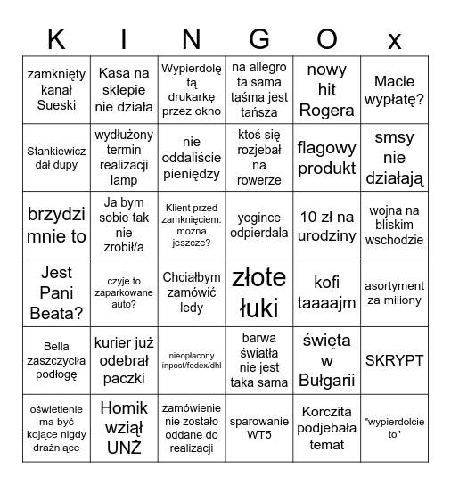 Projekt oświetlenia Bingo Card