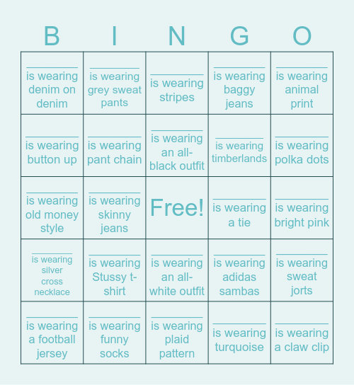 LAST FIRST FRIDAY FREE DRESS BINGO Card