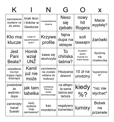 Projekt oświetlenia Bingo Card